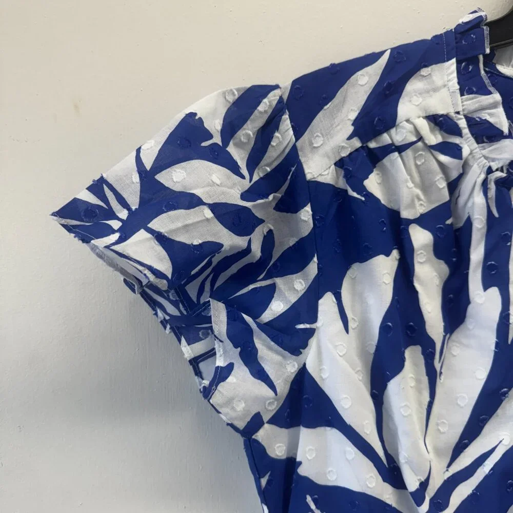 Chicos Flutter Sleeved Maxi Dress - Blue & White Vacation Dress - Chicos Size 3 - Picture 6 of 12